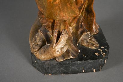 Vierge à l'enfant en bois sculpté polychromé...