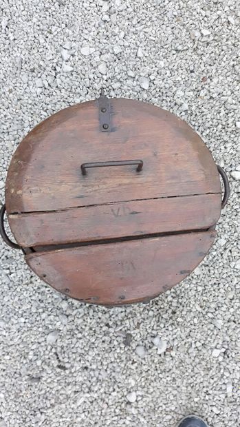 Wood and iron butter churn. Hot stamped 