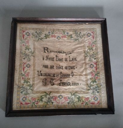 Four small-stitch or miscellaneous embroideries...