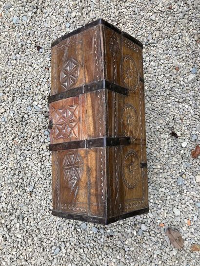 RAJASTHAN. Natural wood chest, rectangular...