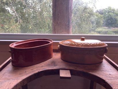 FRANCE. Beautiful oblong ochre glazed earthenware...