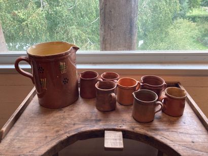 SAVOIE / JURA? Set of eight milk jugs, including...