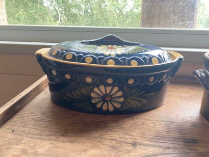 ALSACE. Four oblong polychrome glazed earthenware...