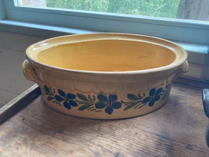 ALSACE. Four oblong polychrome glazed earthenware...
