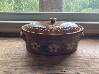 ALSACE. Four oblong polychrome glazed earthenware...