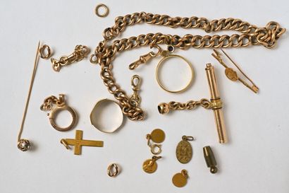 Lot de débris d'or 18K (750/oo) comprenant...