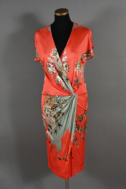 ETRO. Robe en viscose corail, imprimé à motif...