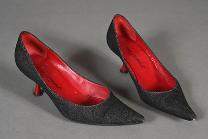 DOLCE GABBANA. Pair of black denim pumps...