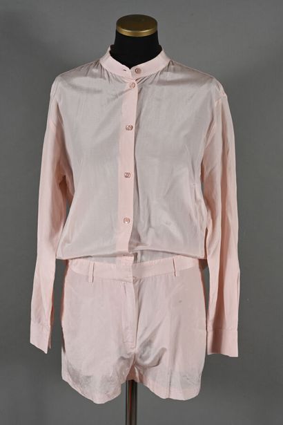 ACNE. Short jumpsuit in powder-pink silk...
