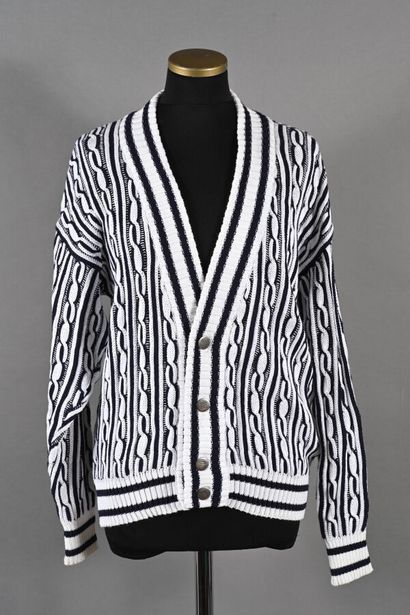 LANVIN Sport. Two-tone navy-white cable-knit...