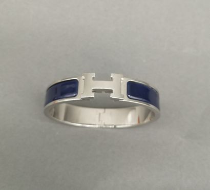 HERMES Paris. Bracelet Clic H en métal argenté...