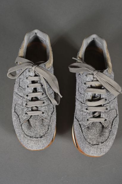 HOGAN. Pair of mottled gray felt sneakers...