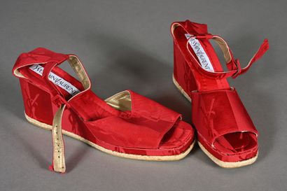 YVES SAINT LAURENT. Pair of wedge espadrilles...