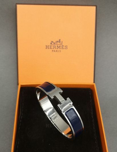 HERMES Paris. Bracelet Clic H en métal argenté...