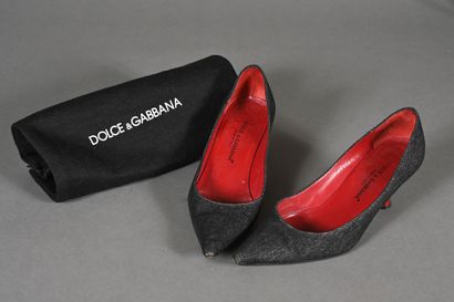 DOLCE GABBANA. Pair of black denim pumps...