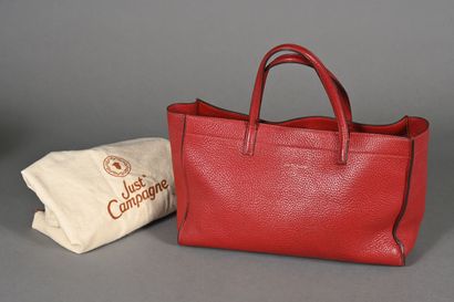 JUST A CAMPAGNE. Red grained leather bag...