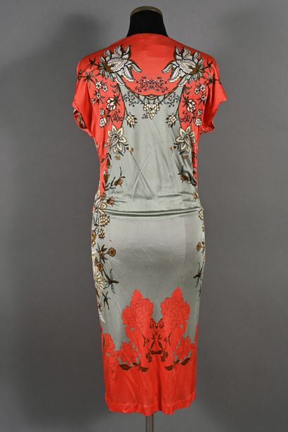 ETRO. Robe en viscose corail, imprimé à motif...