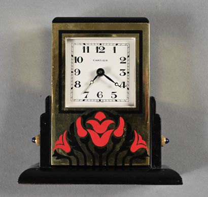 CARTIER. Pendulette borne basculante, style...