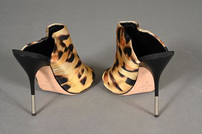 ZANOTTI. Pair of panther-pleated satin mules,...