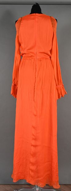SPACE COUTURE - Orange silk maxi dress, V-neckline...