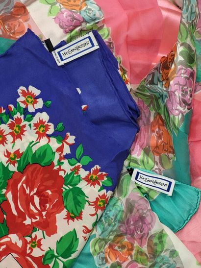 YVES SAINT LAURENT, 
Set of two printed silk...