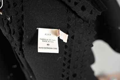 ALAIA. Black jersey openwork skater dress,...