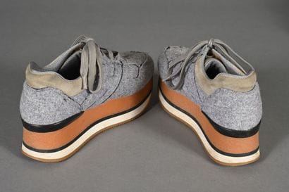 HOGAN. Pair of mottled gray felt sneakers...