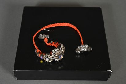 SHOUROUK. Bracelet with orange braided double-loop...