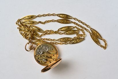 Montre de col en or jaune 18K (750/oo), cadran...