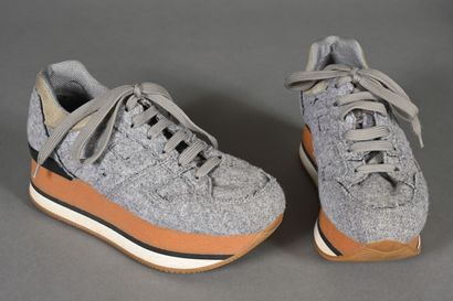 HOGAN. Pair of mottled gray felt sneakers...