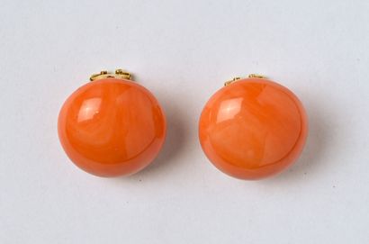 Paire de clips d'oreilles en or jaune 18K...