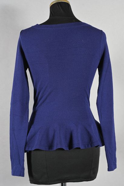 ALAIA - Top en maille stretch bleu, bas volanté,...