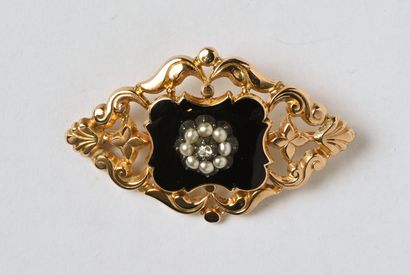 Broche ancienne en or jaune 18K (750/oo)...