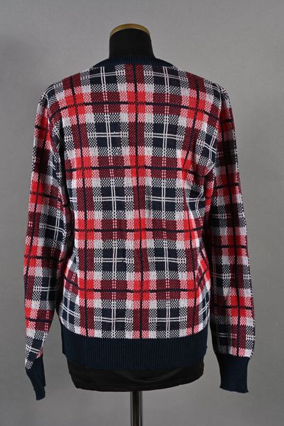 LANVIN. Navy, white and red tartan sweater,...