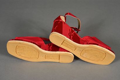 YVES SAINT LAURENT. Pair of wedge espadrilles...