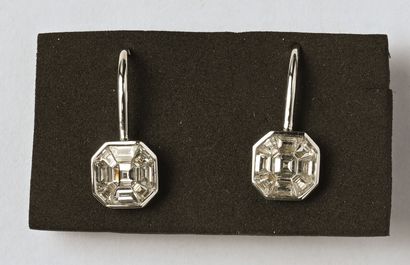 Paire de dormeuses en or gris 18K (750/oo)...