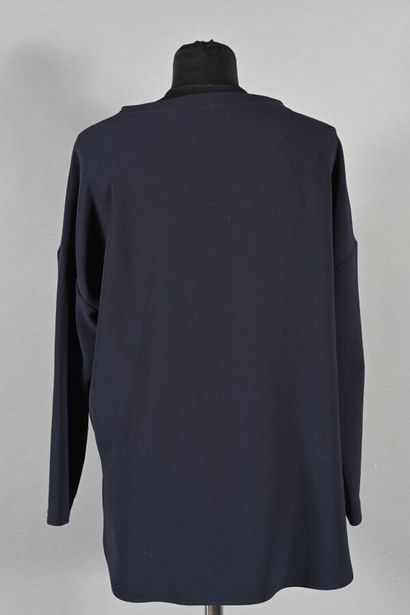 ALBERTO BIANI. Navy jersey tunic, round neckline,...