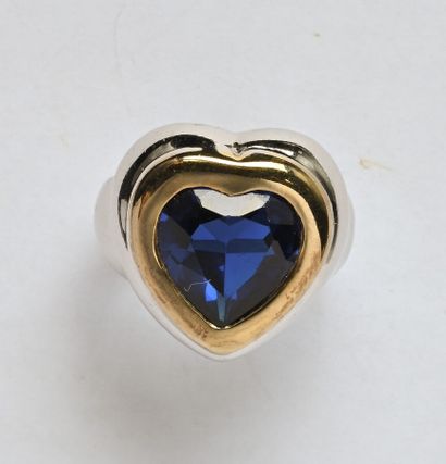 Bague en argent (800/oo) partiellement vermeillé,...