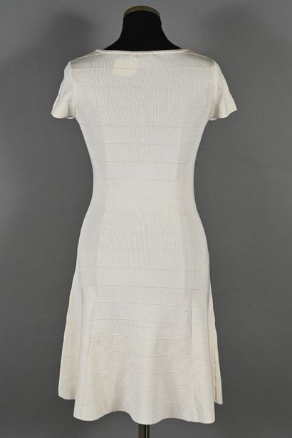 RODIER. Robe courte en viscose élastane ivoire,...