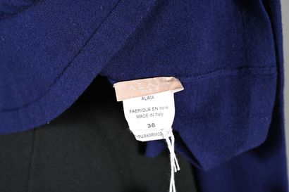 ALAIA - Top en maille stretch bleu, bas volanté,...