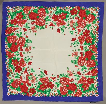 YVES SAINT LAURENT, 
Set of two printed silk...
