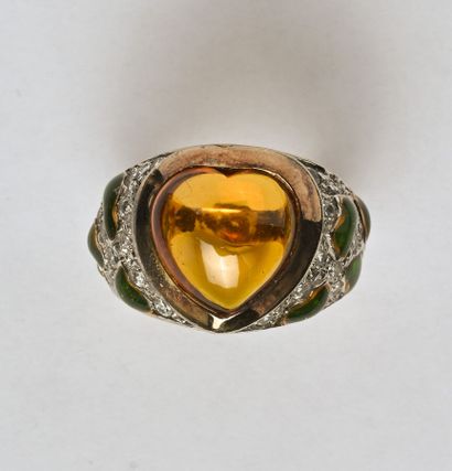 Bague en argent (800/oo) partiellement vermeillé,...