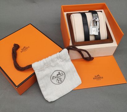 HERMES Paris. Padlock watch in silver-plated...