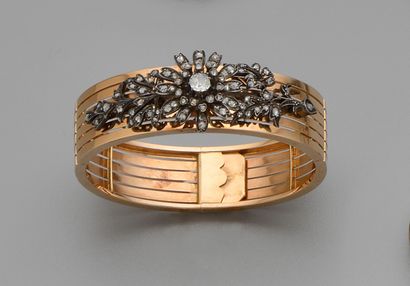 Bracelet jonc plat rigide ouvrant articulé,...