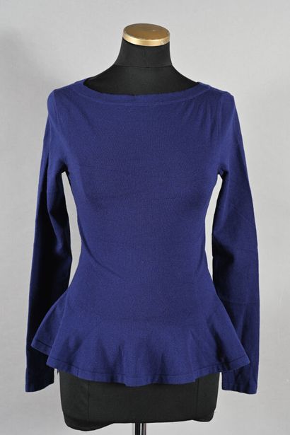ALAIA - Top en maille stretch bleu, bas volanté,...
