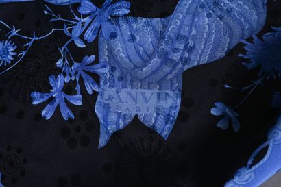 LANVIN, 
Large square in printed damask silk,...
