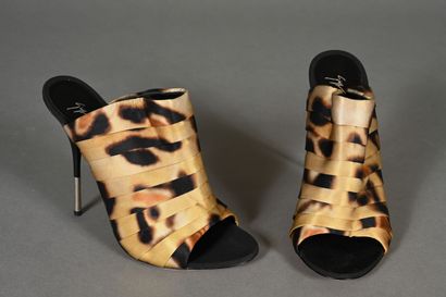 ZANOTTI. Pair of panther-pleated satin mules,...
