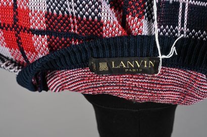 LANVIN. Navy, white and red tartan sweater,...