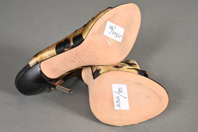 ZANOTTI. Pair of panther-pleated satin mules,...