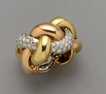 Bague en or 18K (750/oo) de trois tons composée...